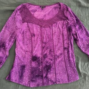 Sami & Jo Purple Lace Yoke Sequin Women’s Top XL